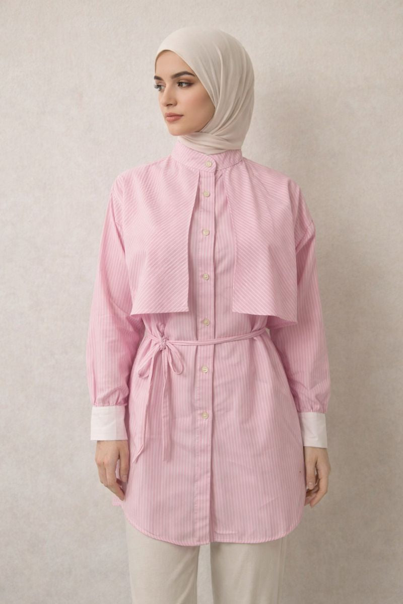 Gestreifte Bluse mit Cape-Detail