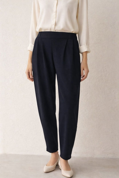 Bundfaltenhose mit Fronttasche - Marineblau