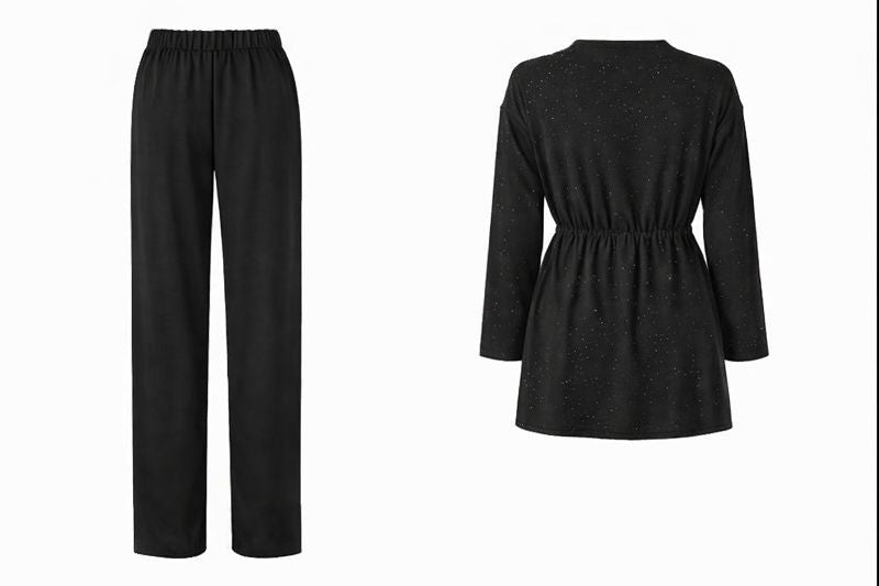 Zweiteiliges Set mit Glitzersteinen - Schwarz