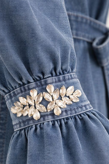 Jeans-Anzug mit Funkelstein-Manschette