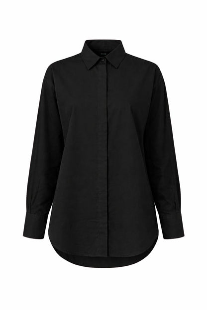 Basic Hemd mit verdeckter Knopfleiste - Schwarz