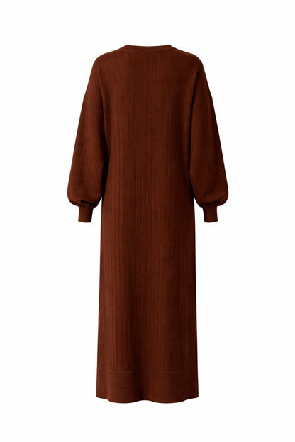 Strickkleid mit Streifen - Dunkelbraun