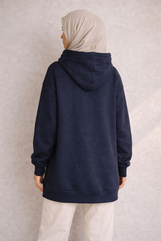 Kapuzenpullover mit Druckknöpfen - Dunkelblau