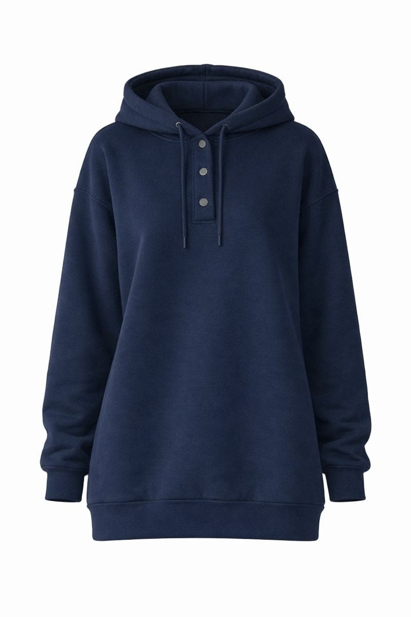 Kapuzenpullover mit Druckknöpfen - Dunkelblau