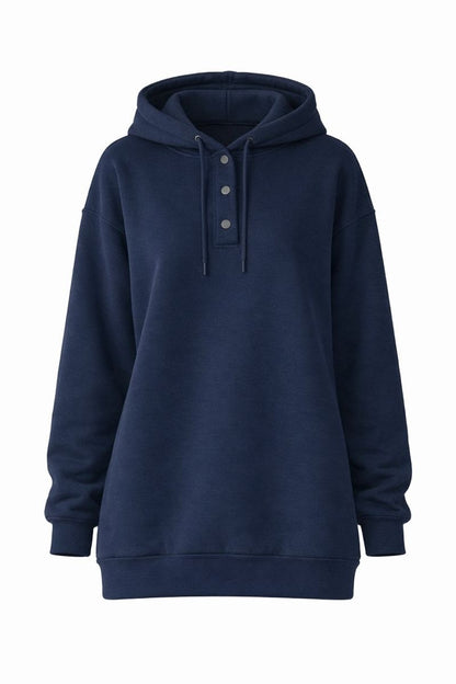 Kapuzenpullover mit Druckknöpfen - Dunkelblau