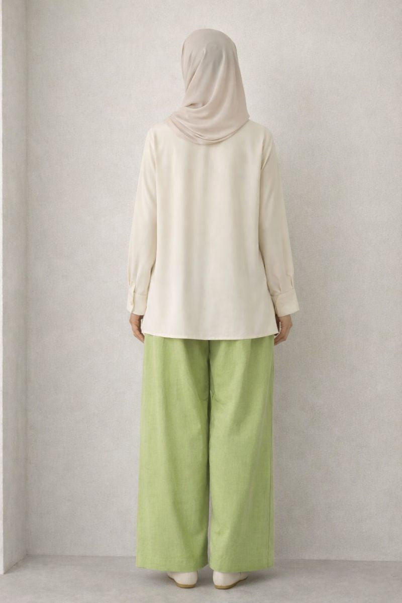 Weite Bundfaltenhose - Grün