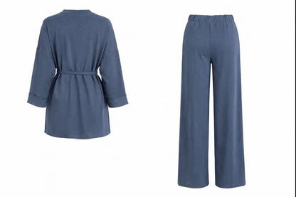 Zweiteiliges Set mit Gürtel - Blau