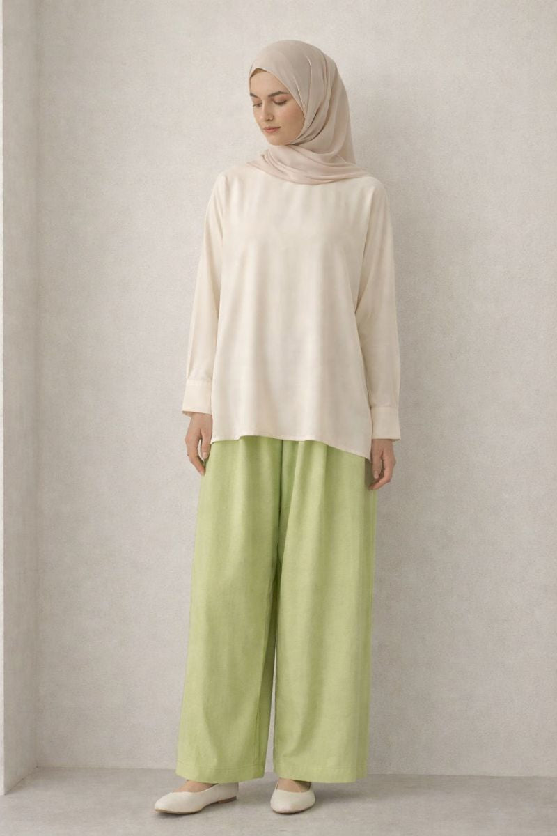 Weite Bundfaltenhose - Grün