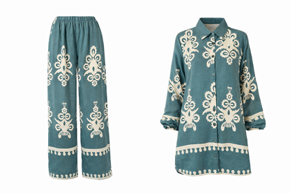 Zweiteiliges Viskoseset mit stilvollem Muster