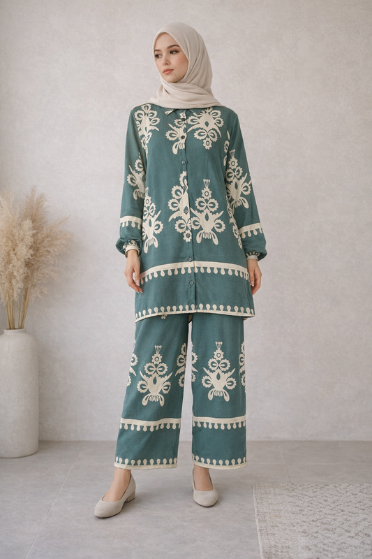 Zweiteiliges Viskoseset mit stilvollem Muster